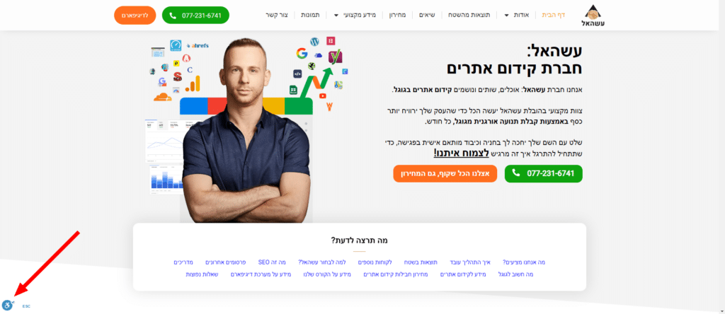 מדריך למשתמש בתפריט הנגישות