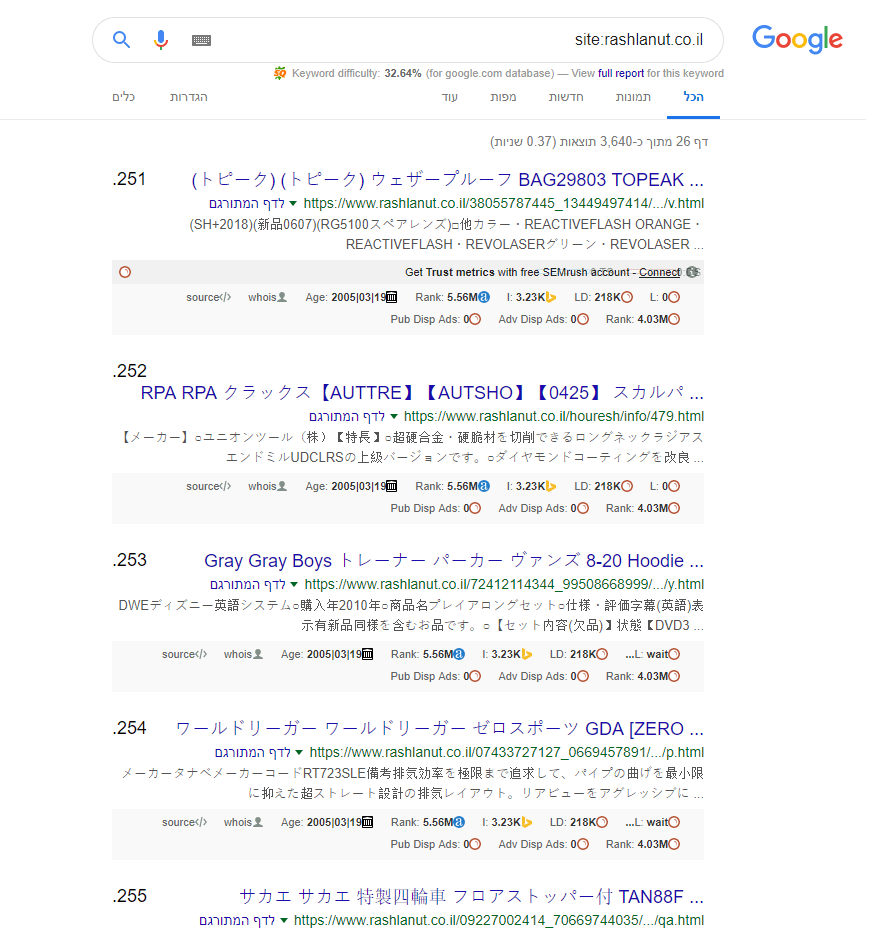 אתר פרוץ בתוצאות החיפוש