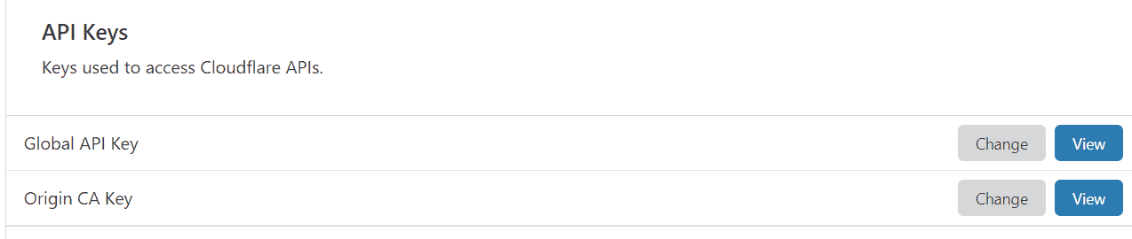 API KEYS - cloudflare