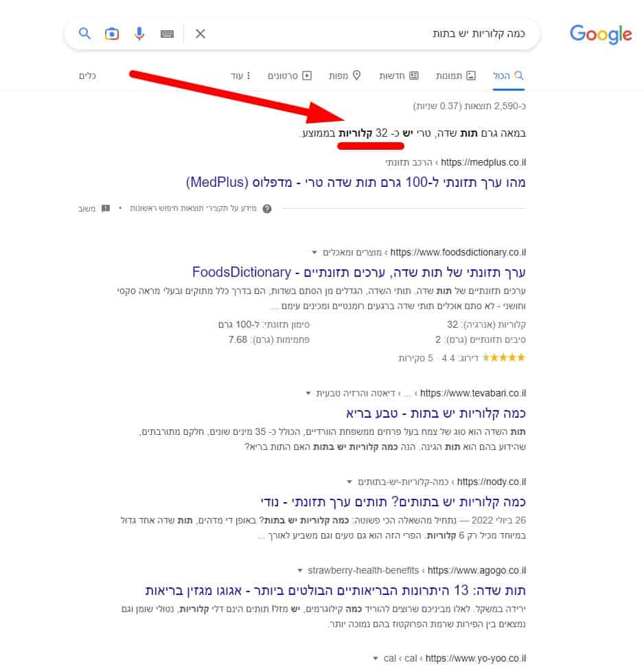 חיפוש כמה קלוריות בתות