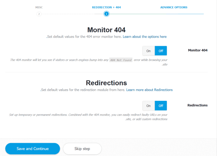 monitor and recdirections - rank math