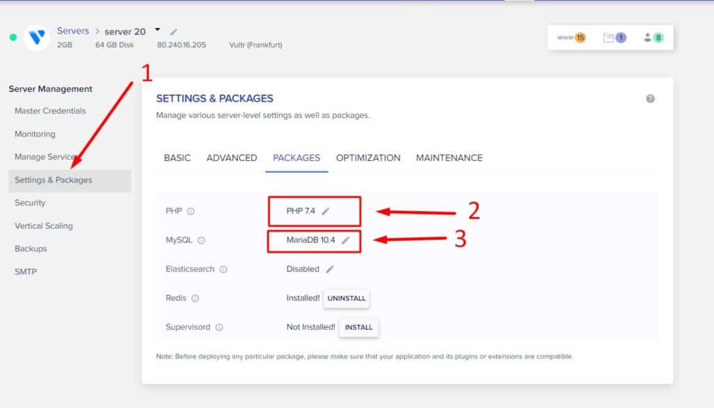 הגדרות מהירות שרת 2
